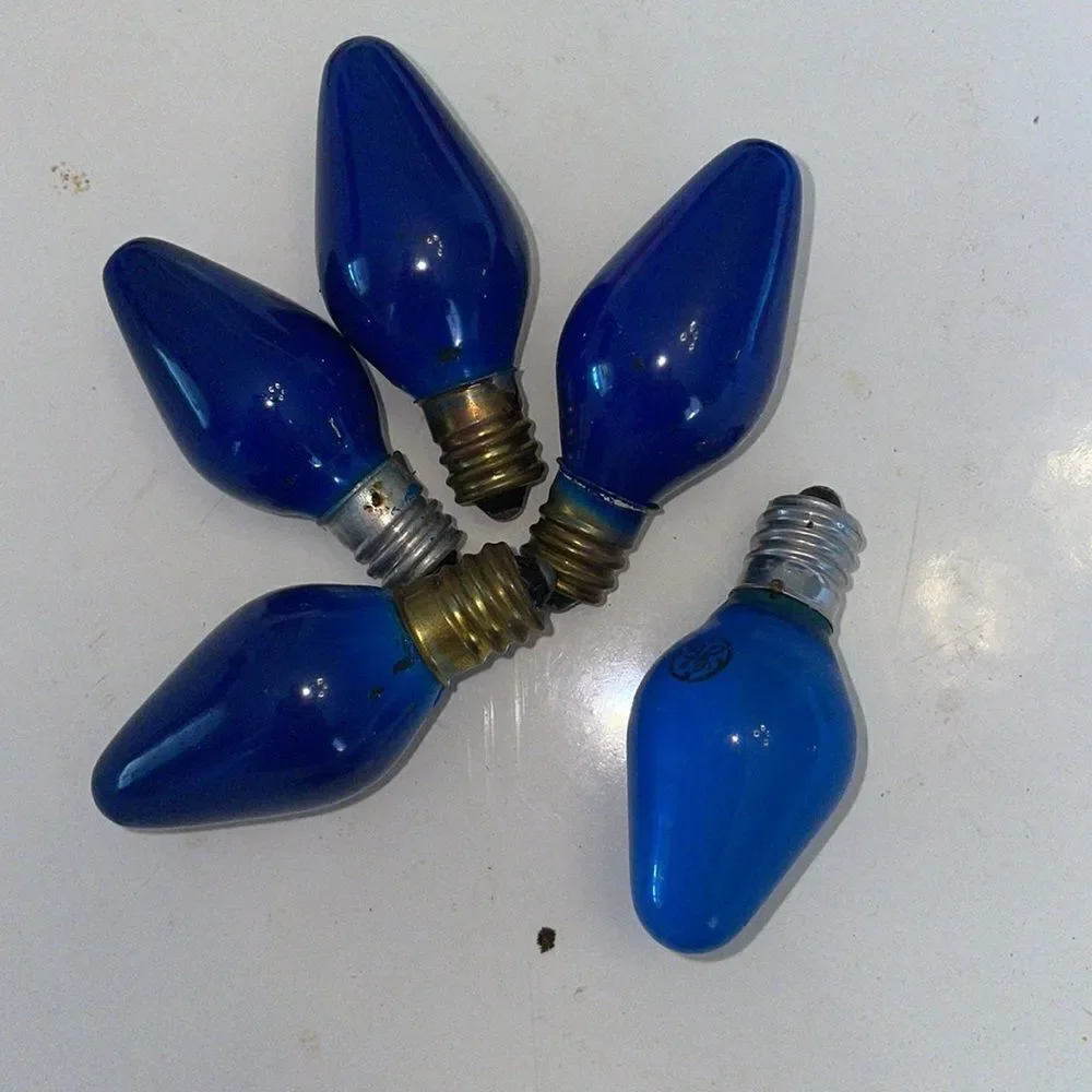 Collection of 21 painted‎ Christmas lamp bulbs/various colors
